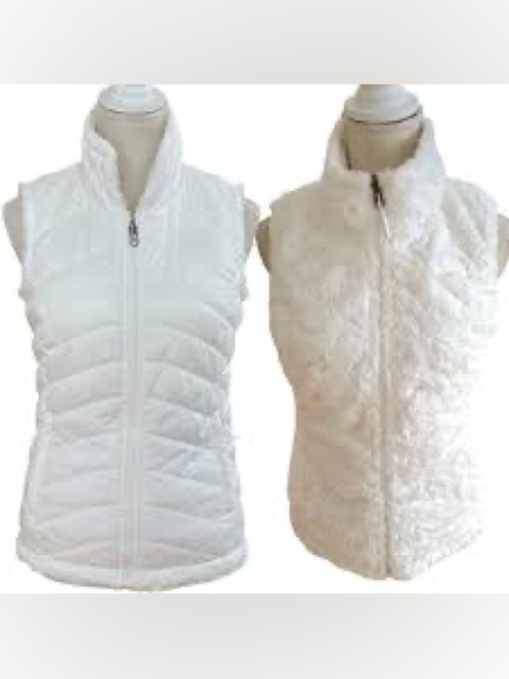 The North Face Reversible White Quilted & Faux Fur Vest